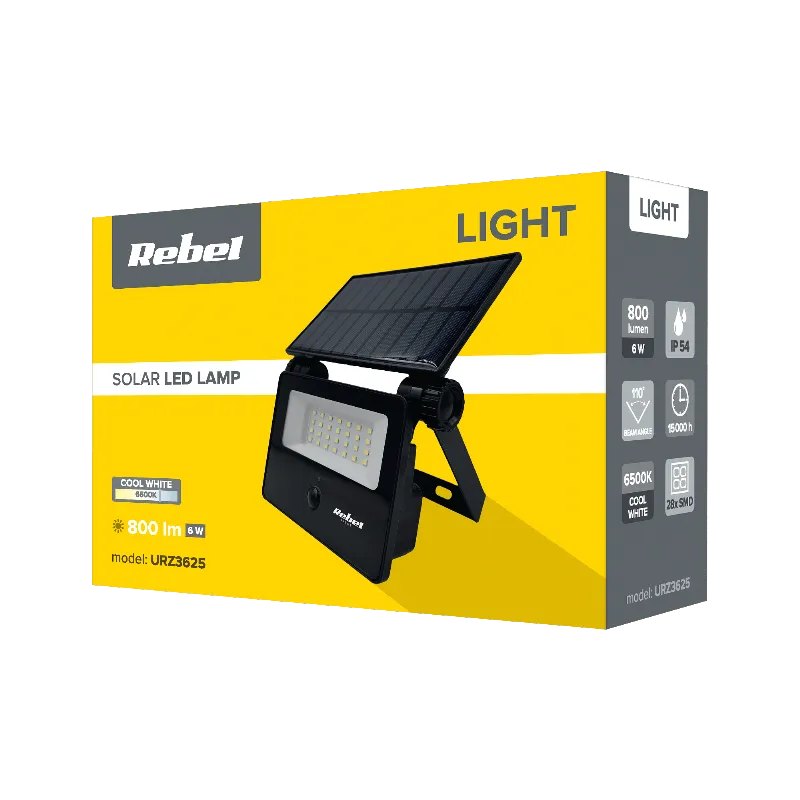 Reflector solar cu senzor de miscare si crepuscular 6 W 800 lm Rebel