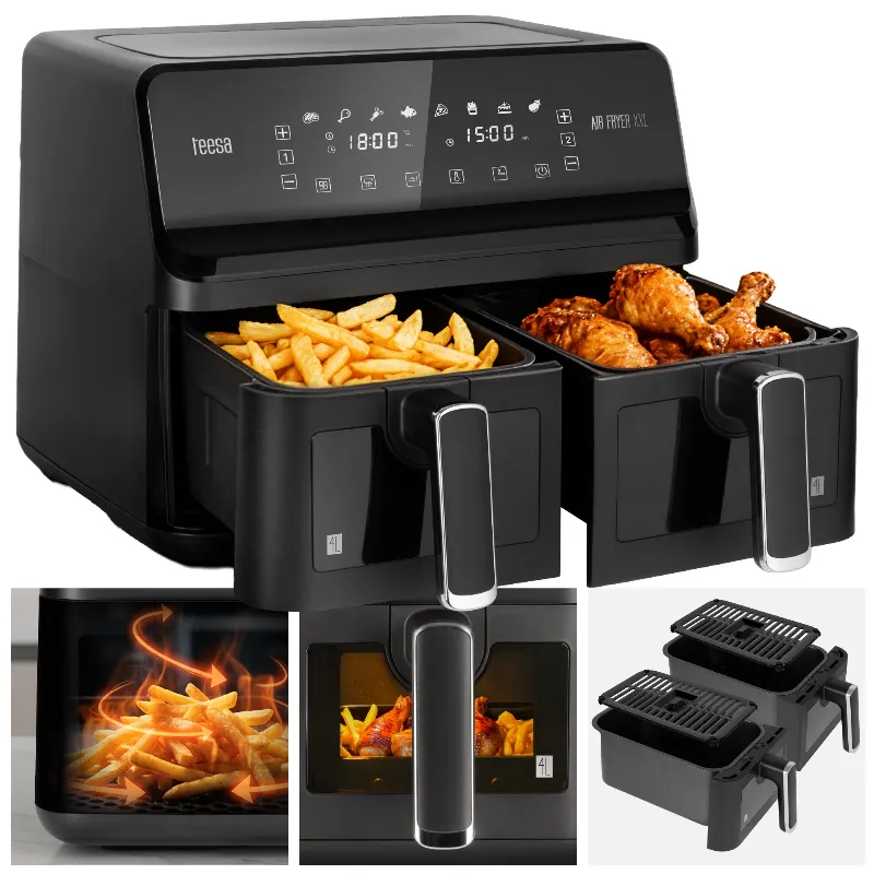Friteuza Dubla Airfryer 8L 2700W Teesa Air Fryer Dual