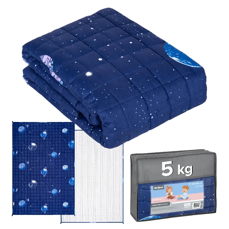 Patura ponderata senzoriala pentru copii Rebel 100x150 cm 5 kg, model cosmos