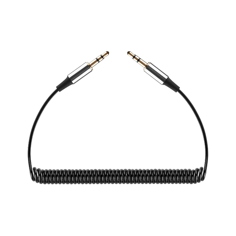 Cablu audio spiralat jack 3.5 mm tata-tata REBEL, 100 cm