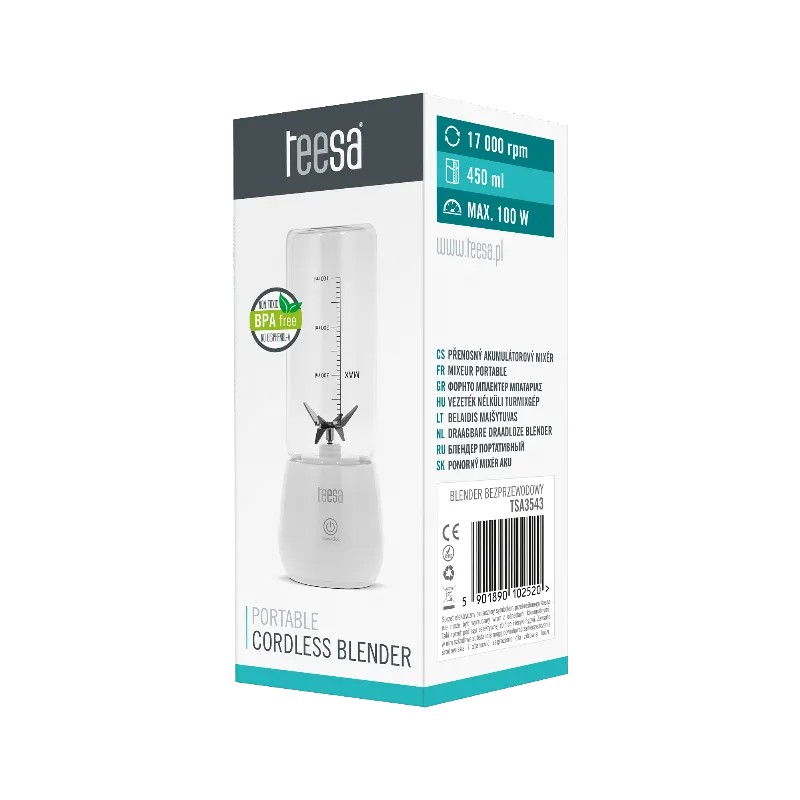 Blender Portabil 450ML 100W 2X 2000 MAH Teesa