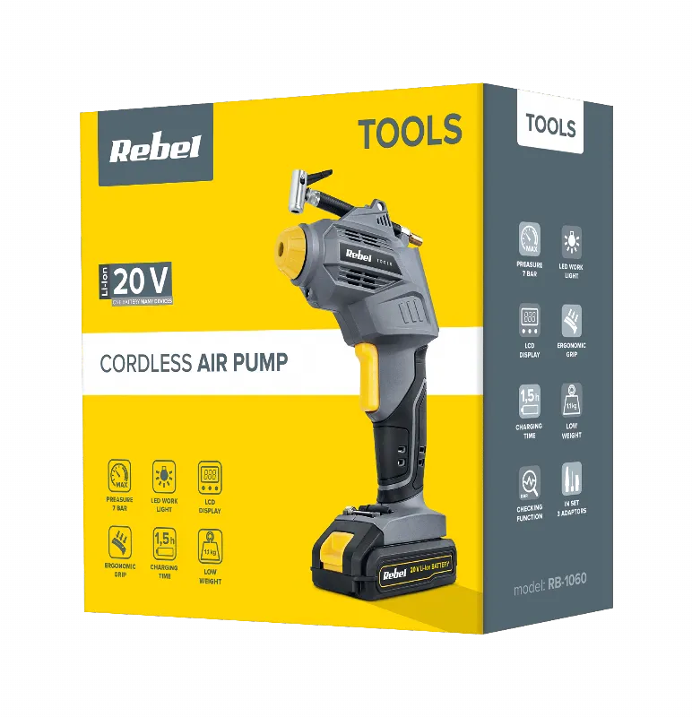Compresor cu acumulator Rebel RB-1060, 20 V, 7 bar