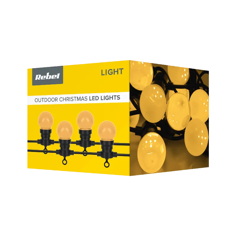 Ghirlanda luminoasa exterior Rebel, 10 globuri LED, alb cald, 6 m