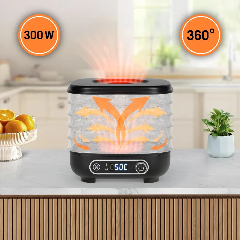 Deshidrator alimente Teesa TSA3033 cu 5 tavi, 300 W, afisaj LCD
