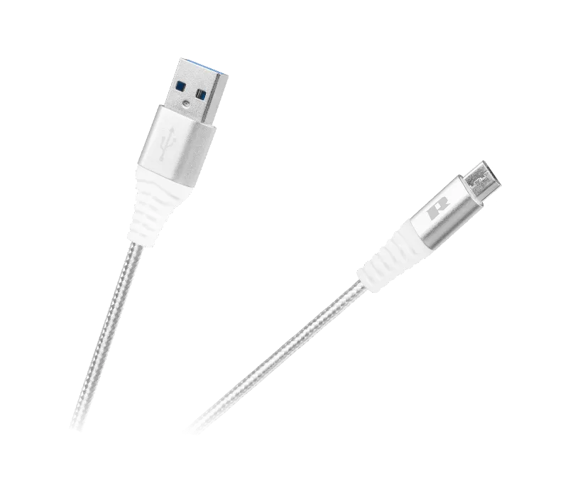 Cablu USB - micro USB Rebel 100 cm alb