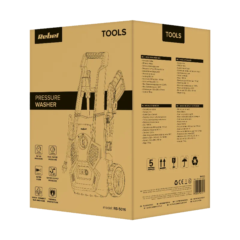 Aparat de spalat cu presiune Rebel RB-5016, 1800 W, 100 bar