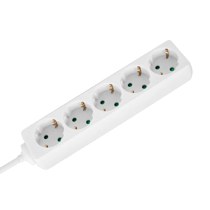 Prelungitor 5 prize fara intrerupator 3 m 3x1,5 mm alb Rebel