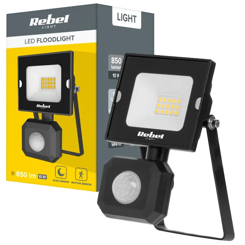 Reflector LED 10W cu senzor de miscare si amurg 4000K 230V Rebel