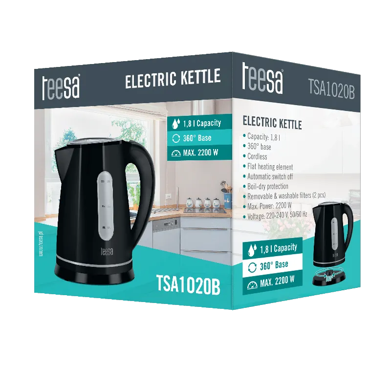 Fierbator Electric Cordless 1.8L Negru Teesa