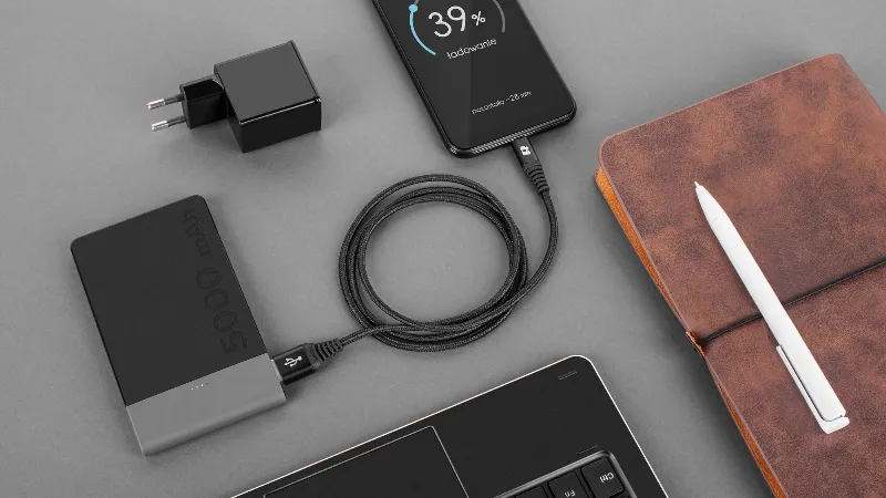 Cablu USB - USB tip C Rebel, 200 cm, negru
