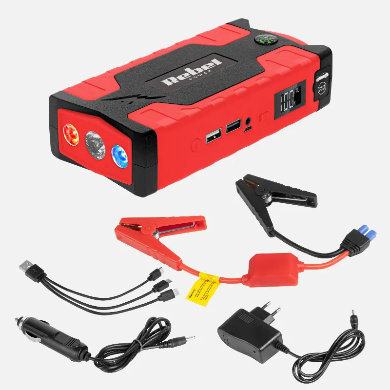 Jump starter power bank cu compresor Rebel