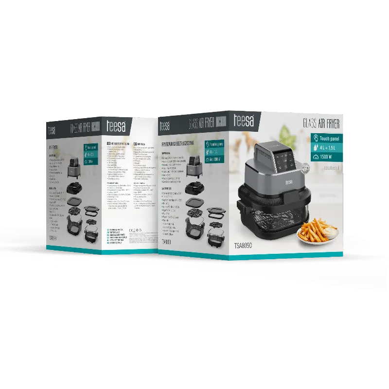 Friteuza Glass Airfryer 4L+1.5L 1500W Teesa