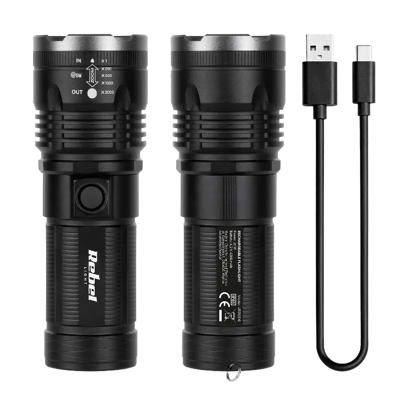 Lanterna reincarcabila LED cu zoom Rebel URZ0916, 20 W