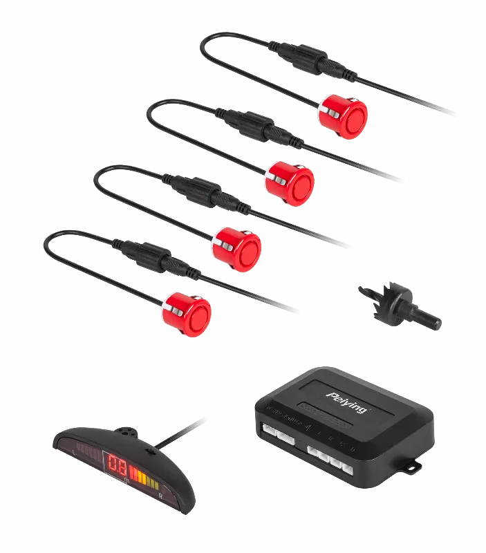 Sistem de parcare cu afisaj LED, 4 senzori, spate, rosu Peiying