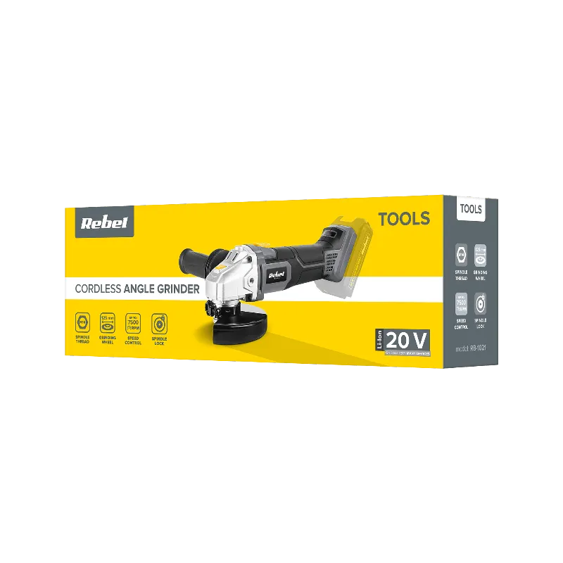 Polizor unghiular cu acumulator 20 V, fara acumulator, Rebel RB-1021