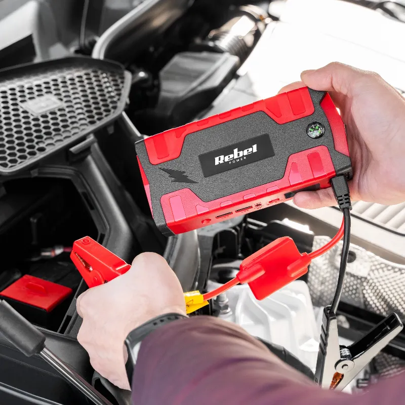 Jump starter power bank cu compresor Rebel
