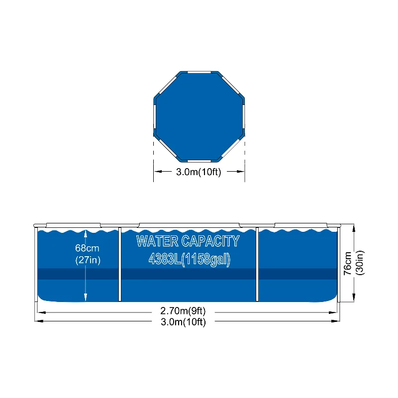 Piscina cu cadru metalic rotunda 305 x 76 cm cu filtru