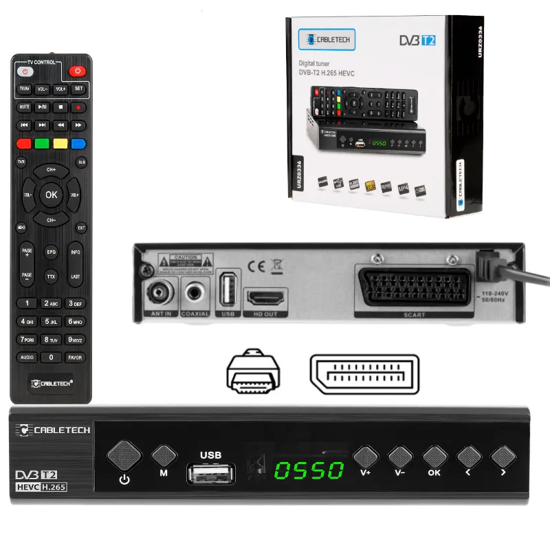 Tuner Digital Terestru / Cablu DVB-T2/C H.265 Cabletech