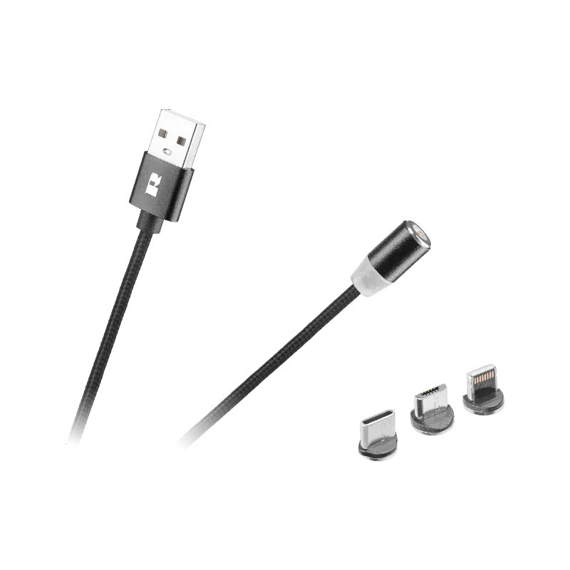 Cablu USB Magnetic 3 in 1 100CM Negru Rebel