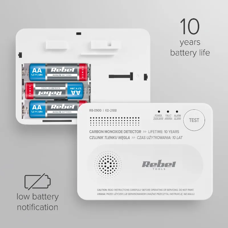 Detector Senzor Monoxid de Carbon Rebel