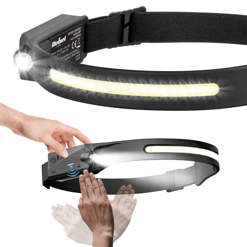 Lanterna frontala LED 3W + COB 5W IPX4 Rebel