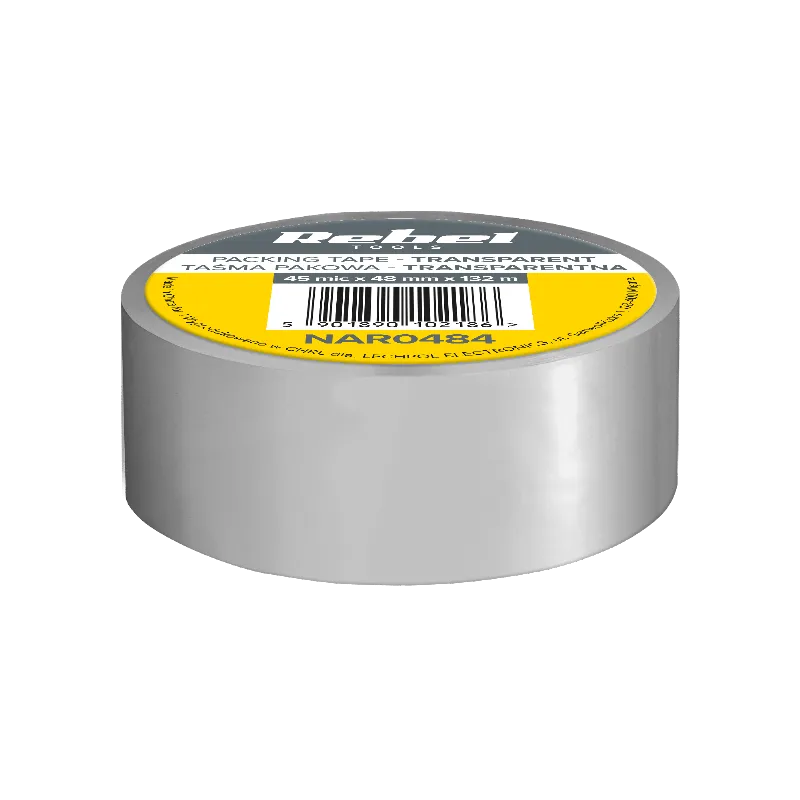 Banda adeziva transparenta pentru ambalare REBEL, 45 mic x 48 mm x 132 m