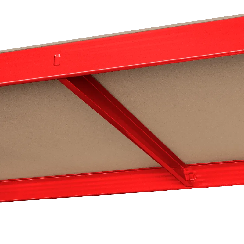 Raft metalic cu 5 polite, 750 kg, MDF, 180x90x40 cm, rosu - Rebel