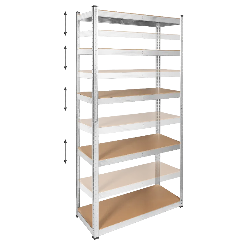Raft metalic de depozitare Rebel 180 x 90 x 40 cm, argintiu, 5 rafturi MDF