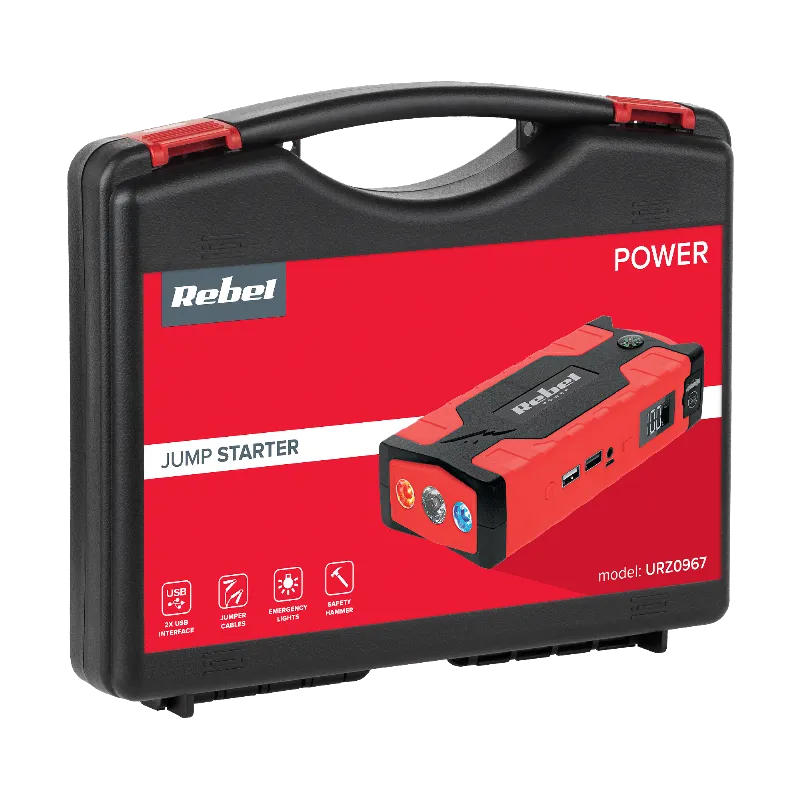 Jump starter power bank cu compresor Rebel