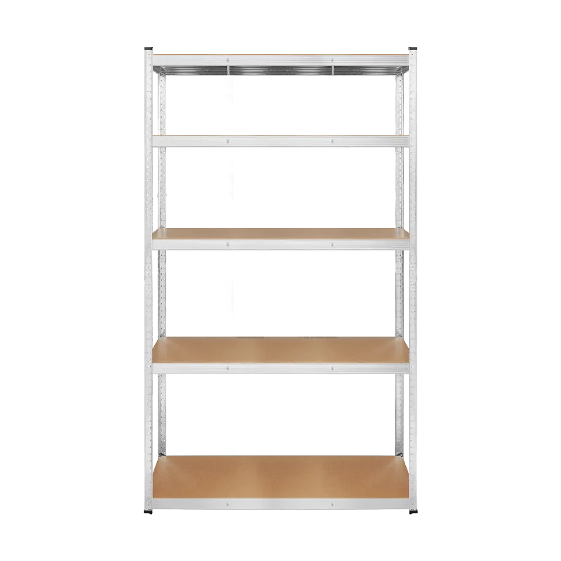 Raft metalic de depozitare Rebel, 5 polite MDF, 205 x 120 x 45 cm, 875 kg, argintiu
