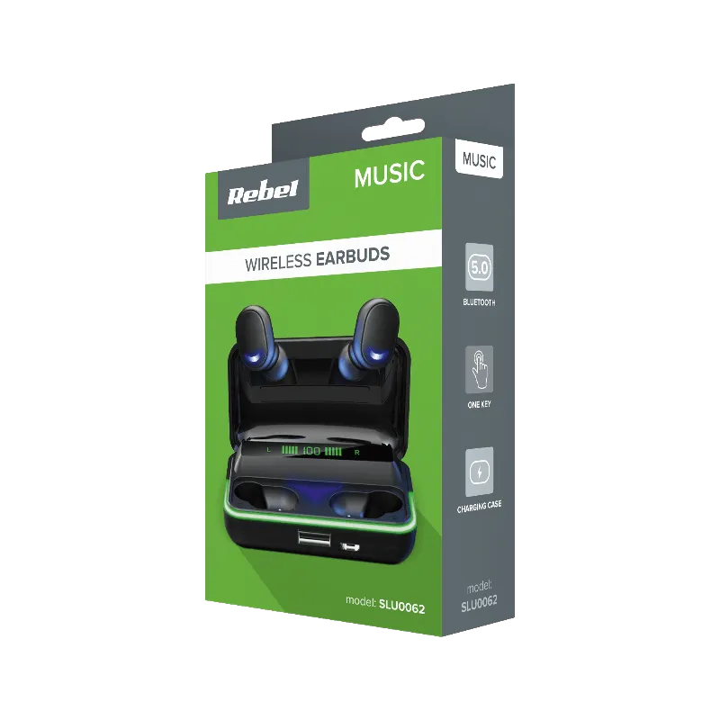 Casti Bluetooth 5.0 Rebel SN-E10 cu etui de incarcare