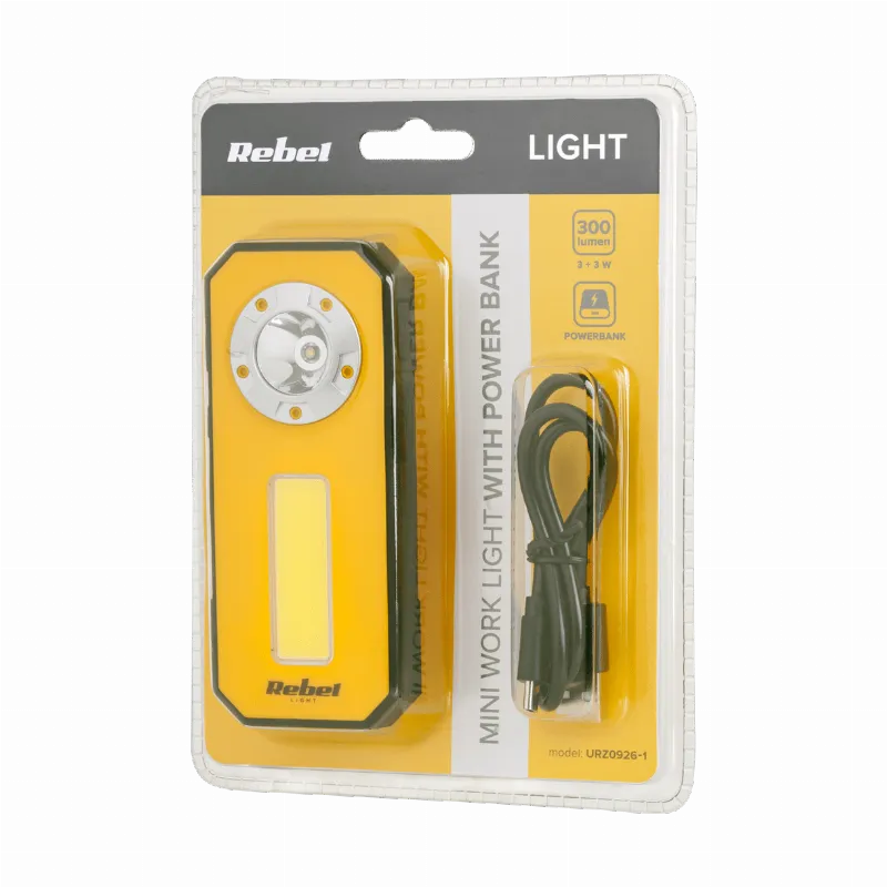Lampa de atelier mini cu acumulator 300 lm cu power bank Rebel