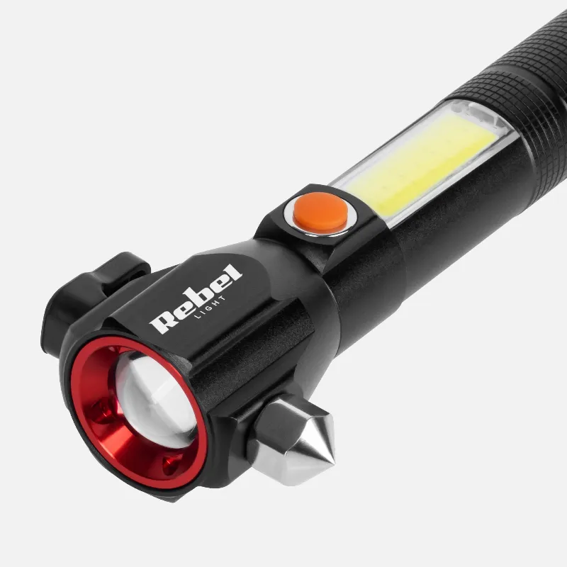 Lanterna multifunctionala cu acumulator Rebel URZ0941-1, LED si COB, cu zoom