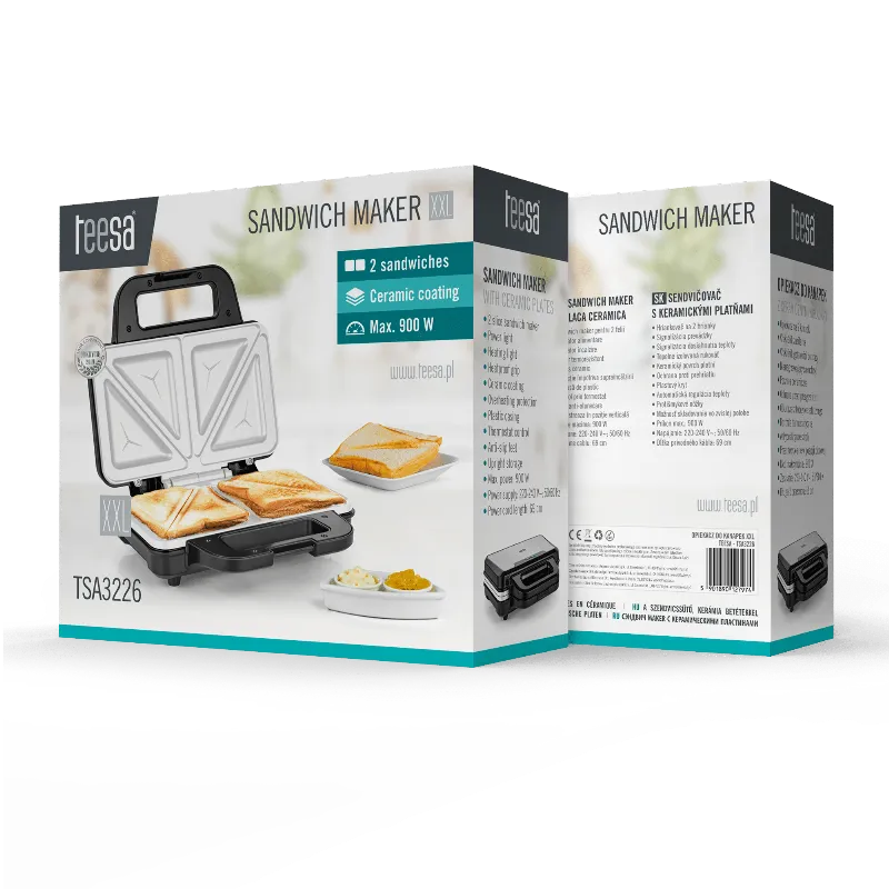 Sandwich Maker Ceramic XXL 900W Teesa