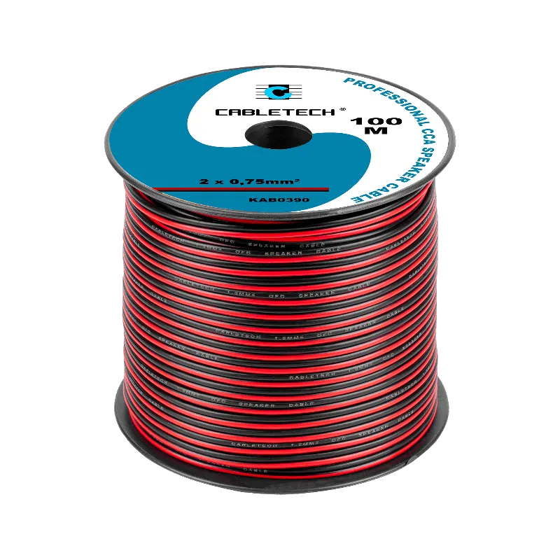 Cablu difuzor CCA 2 x 0,75 mm², negru-roșu, 100 m