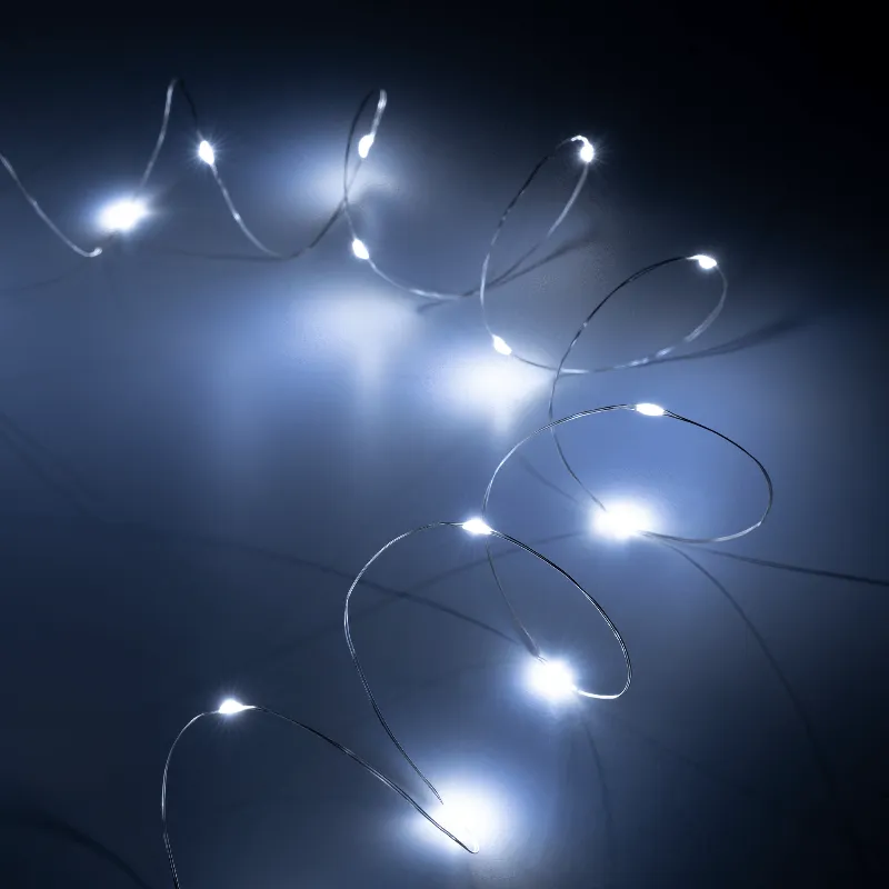 Sir iluminat festiv Rebel pe fir, 20 mini LED alb rece, 1,9 m