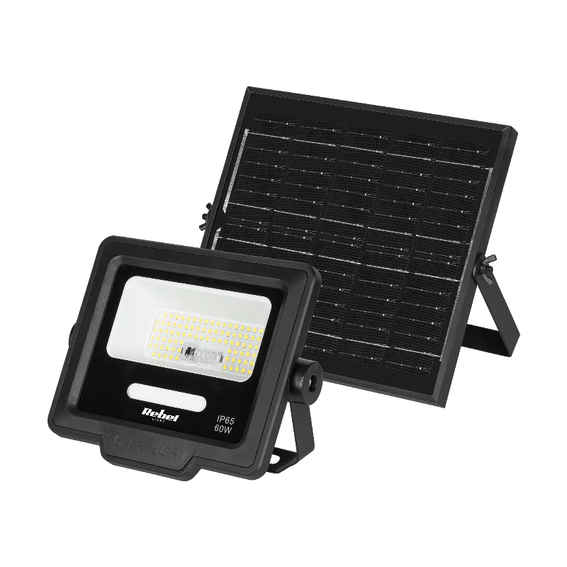 Reflector LED solar Rebel 60 W cu panou solar separat si telecomanda