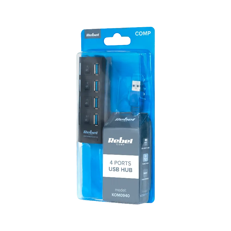 Hub USB 3.0 Rebel cu 4 porturi