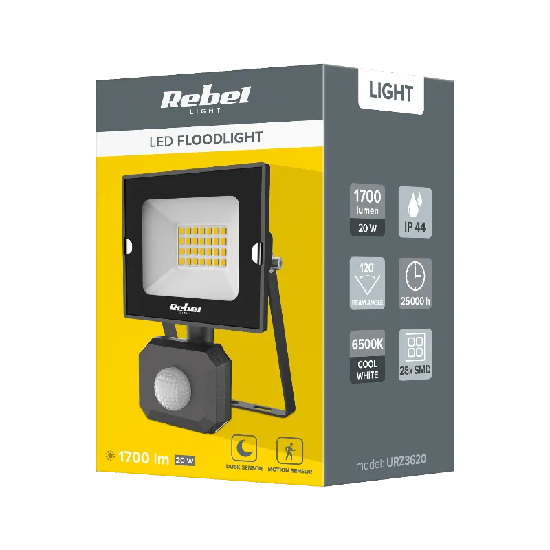 Reflector 20W cu Senzor de Miscare 6500K 230V Rebel