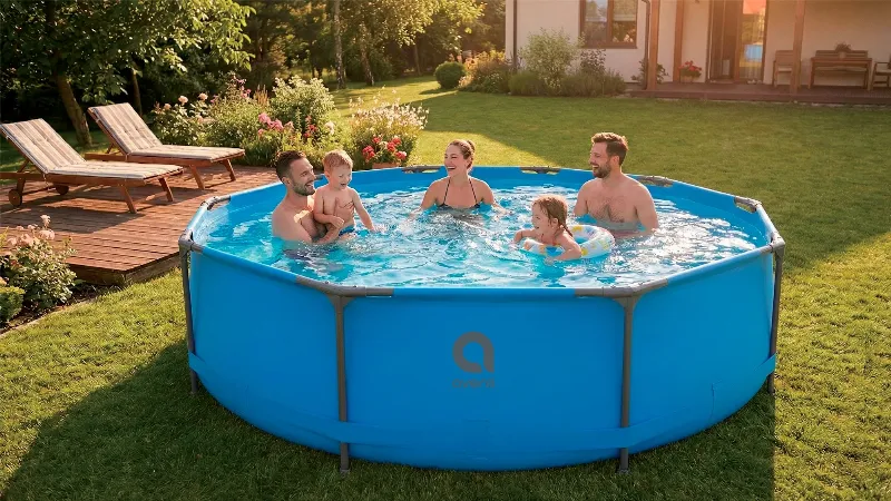 Piscina cadru metalic Avenli Premium 366 x 100 cm, set cu pompa de filtrare si scara