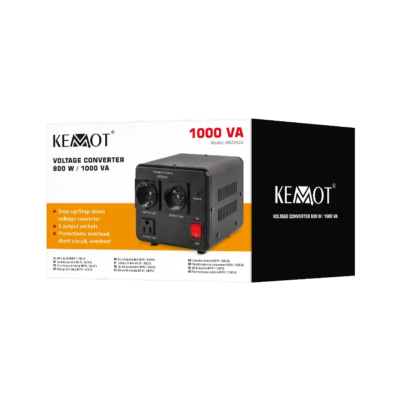Convertor de tensiune bidirectional KEMOT URZ3422 800 W / 1000 VA, 230 V la 115 V si 115 V la 230 V