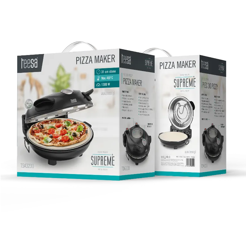 Cuptor electric pentru pizza Teesa Supreme+ TSA3231, 1300 W, piatra de 31 cm