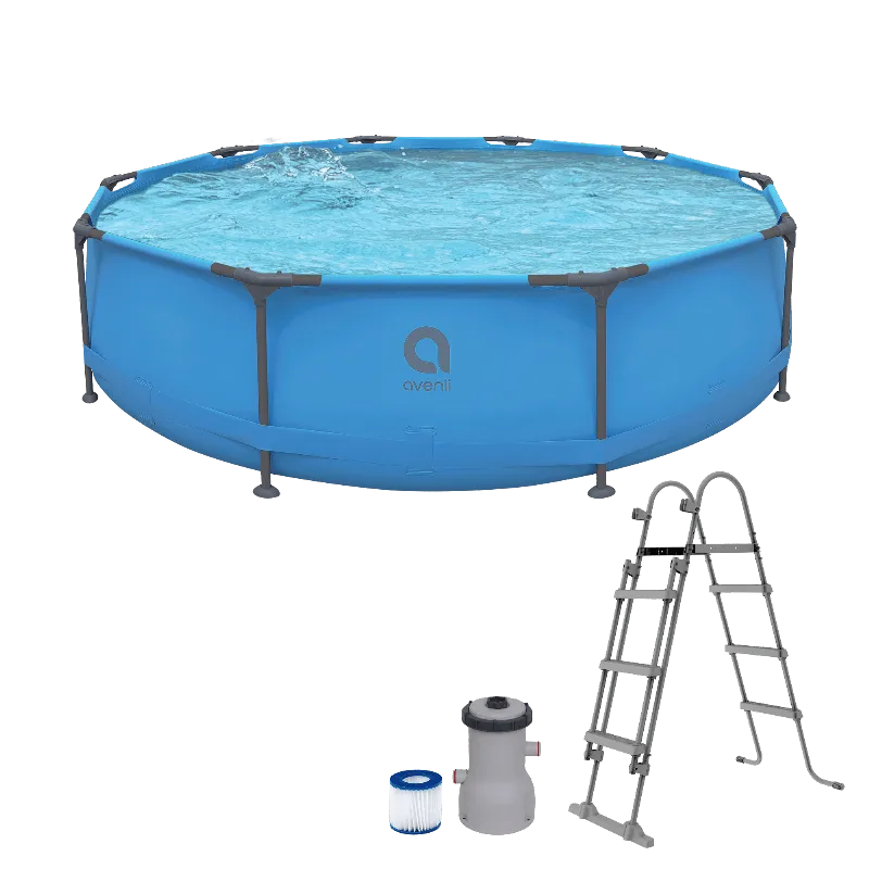 Piscina cadru metalic Avenli Premium 366 x 100 cm, set cu pompa de filtrare si scara
