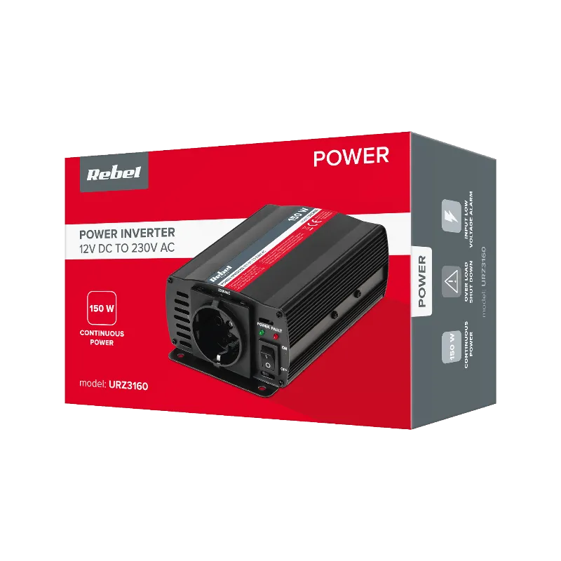Invertor 12V/230V 150W Rebel, priza tip F